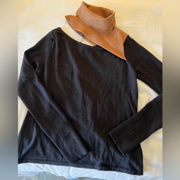 L’Agence gorgeous block color sweater with unique cut out.